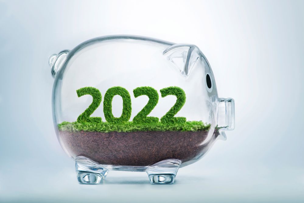 A 2022 art inside a glass piggy bank