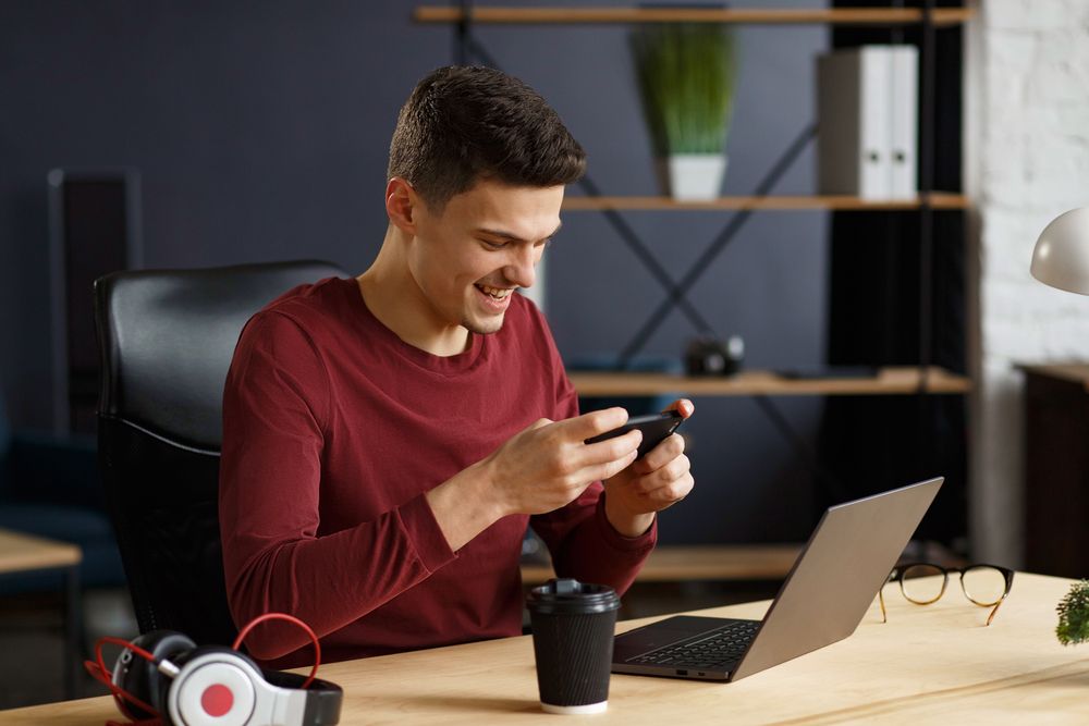 A man on his phone