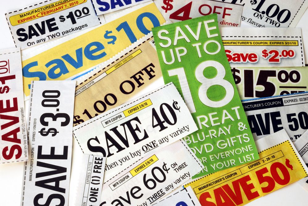 A pile of cut-up coupons