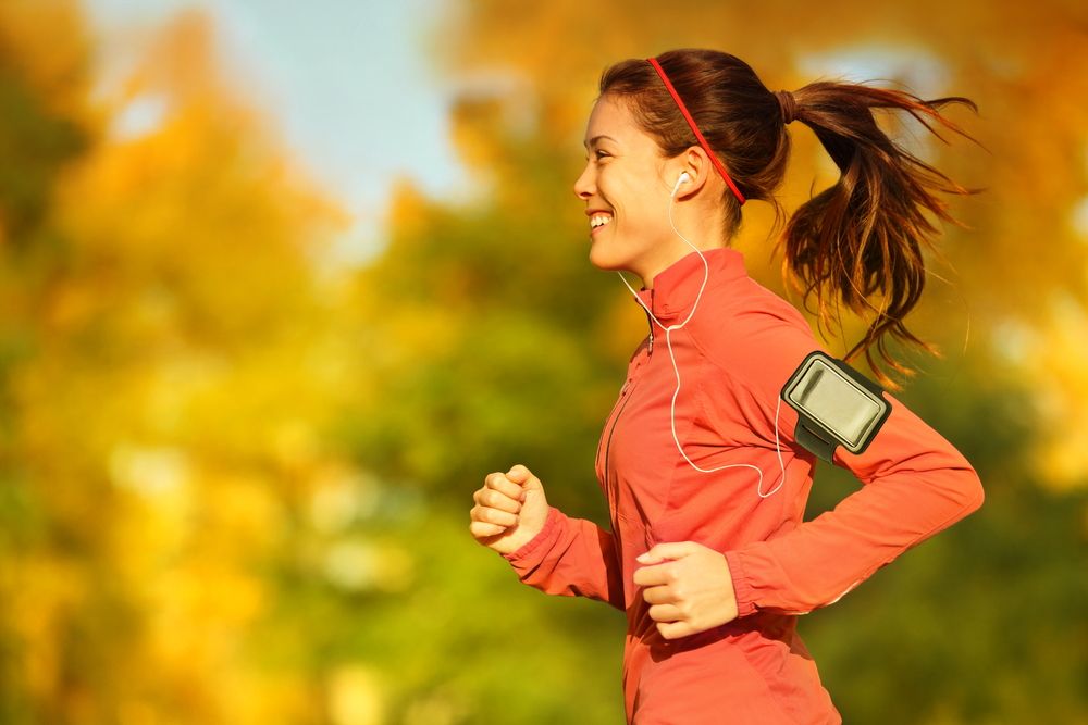 A woman running