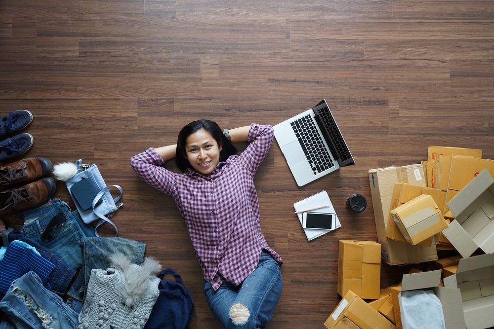 A woman lying on wooden floor