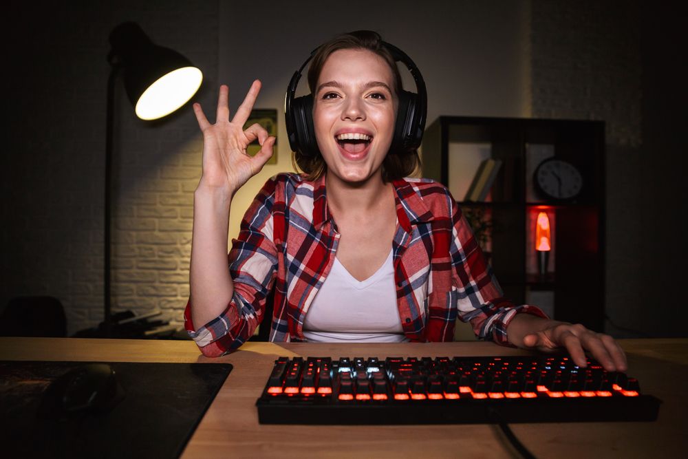 A woman sitting in front of a computer