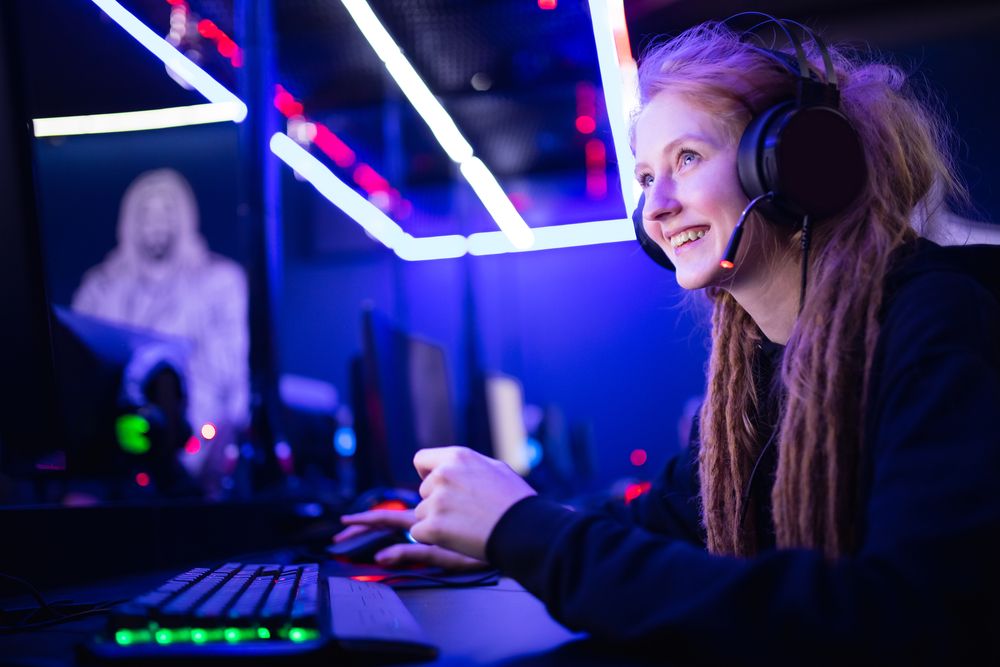 A woman using a desktop
