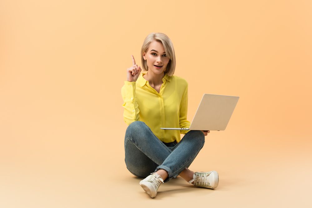 A woman using a laptop